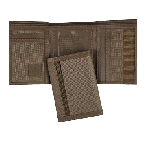 Image of Sprocket Men's Nylon Trifold Wallet with Leather Trim and ID Window (Coyote Brown)
