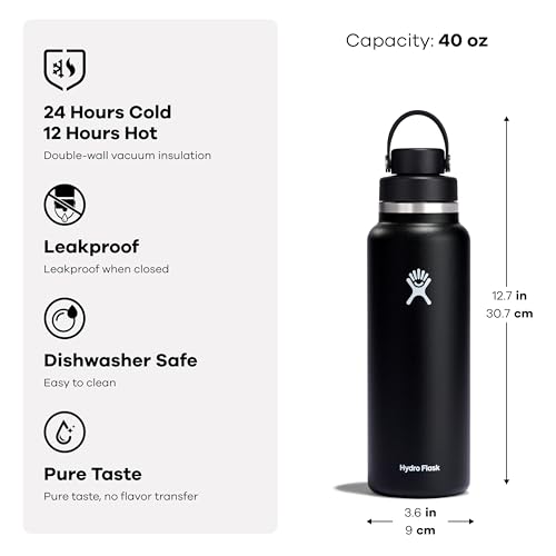 Image of Hydro Flask Water Bottle - Insulated Stainless Steel - Wide Mouth Chug Lid, Non Spill, Leakproof in 40 Oz Tonal Trillium Pink