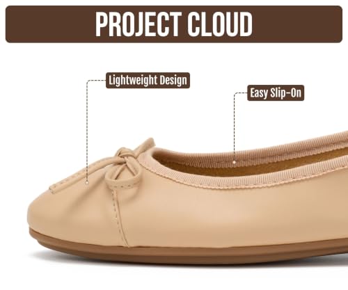 Image of Project Cloud Ballet Flats for Women Shoes - Genuine Leather Insole and Lightweight Mary Jane Flats - Non-Slip and Comfortable Womens Shoes