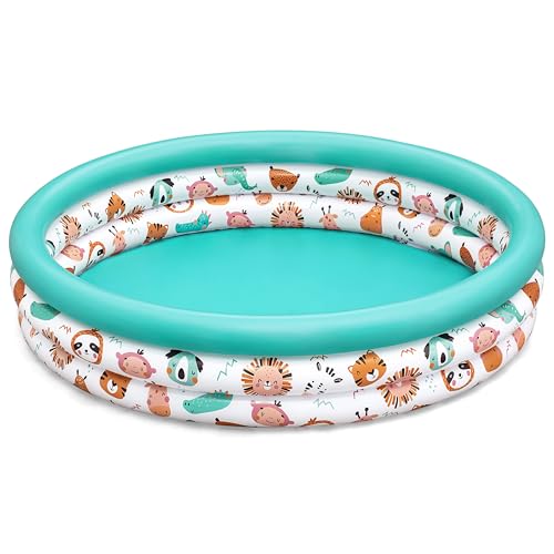 Bestway Piscine Gonflable pataugeoire Trois Anneaux pour Enfants Safari Pals - 122 cm x 122 cm x 25 cm - Multicolore