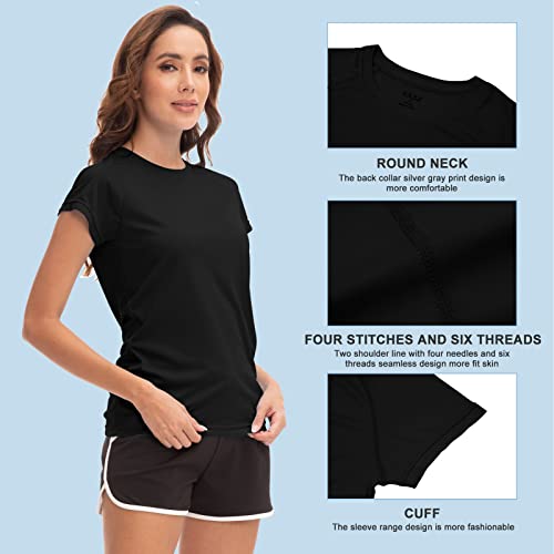 MEETWEE Damen Surf Shirt Rash Guard UV Shirts Schwimmen Tankini UPF 50+ Kurzarm Badeshirt Bademode Shirt