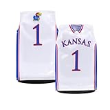 MiniJerzeys Officially Licensed Miniature Sports Jersey (Kansas Jayhawks Basketball, White) Stand & Mini Hanger Included, Sports Fan Gift, Wine Bottle Sleeve, Holiday Ornament