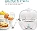 Elite Gourmet EGC-007## Rapid Egg Cooker, 7 Easy-To-Peel, Hard, Medium, Soft Boiled Eggs, Poacher, Omelet Maker, Auto Shut-Off, Alarm, 16-Recipe Booklet, White