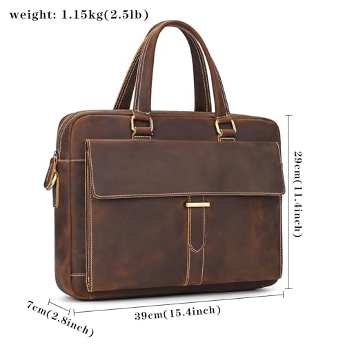 Sacoche ordinateur cuir véritable 15 pouces porte-document luxe
