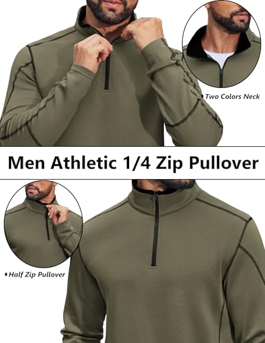 COOFANDY Men's Long Sleeve Quarter Zip Pullover Casual Fashion Lightweight Mock Neck Running Workout Shirt Hiking Grey