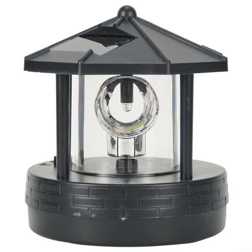 FUBESK Faro LED de jardín, impermeable, alimentado por energía solar, para luz de jardín giratoria en miniatura de 360 grados, torres de humo decorativas para jardín, césped, patio (negro)