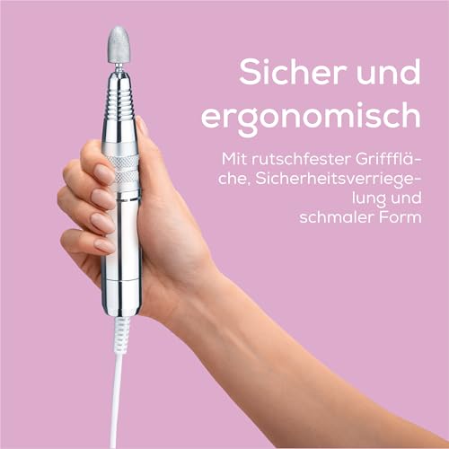 Beurer MP 100 elektrische Maniküre- und Pediküre-Profistation, 10 Aufsätze aus Saphir und Filz, Nagelstaub-Schutzkappe, bis 20.000 Umdrehungen pro Minute, 41-teiliges Set