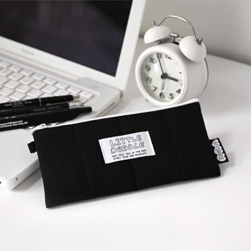 Image of Monolike Little Doodle Cushion Pencil Case, Black - Pencil Pouch, Portable Pencil Bag, Pencil Case, Office Pouch case, Cushion, Soft, achromatic color