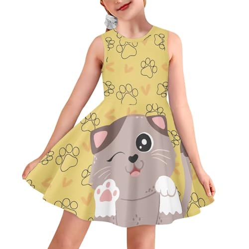 SYtrade Girls Summer Dress Sleeveless Crew Neck Sundress A-Line Swing Holiday Party Dress3