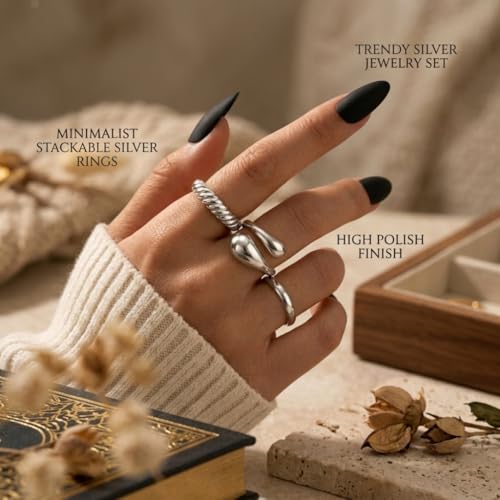 16 PCS Gold Chunky Rings Set for Women, 14k Gold Plated Thick Dome Stackable Open Rings Trendy Dainty Minimalist Jewelry Gifts - Image 4