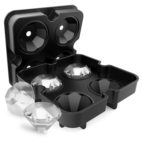 Moules de glace, plateaux de glaçons, moules de glace en diamant à 4 trous, plateaux de glaçons en forme de diamant en toute sécurité pour congélateur, bac à glaçons en silicone pour verres à gin, wh