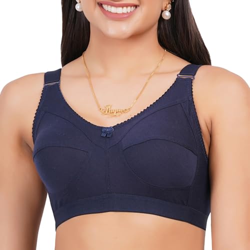 Image of Women Non Padded Bra in B & C Cup - Made of Pure Cotton Full Coverage Non Wired Soft Cup for T-Shirt Saree Dress Sports Garment for Daily Use Everyday
