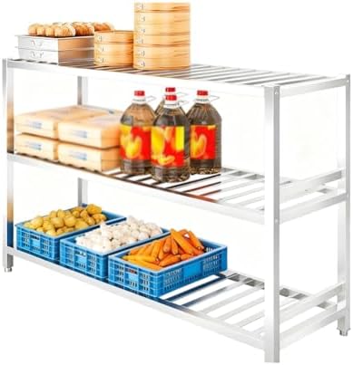 Commercial Kitchen Heavy-Duty Stainless Steel 3-Tier Shelving Unit - Durable, Versatile, Space-Saving Storage Rack for Pantry & Food Service (27.6"x15.7"x47.2")