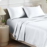 Picture of Bare Home King Poly Satin Sheet Set - Luxury Soft and Smooth Satin - for Hair and Skin - Breathable - Similar to Silk - Deep Pocket up to 15” - Bedding Sheet Set (King, White)