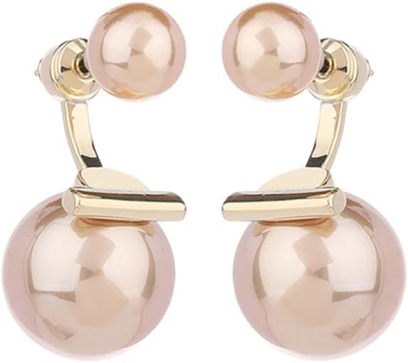 RYTM 2023 New French Elegant Temperament Earrings, Niche high Sense s925 Silver Needle Back Hanging Two Pearl Earrings, Excellent Gift. (Coffee Color) image 2