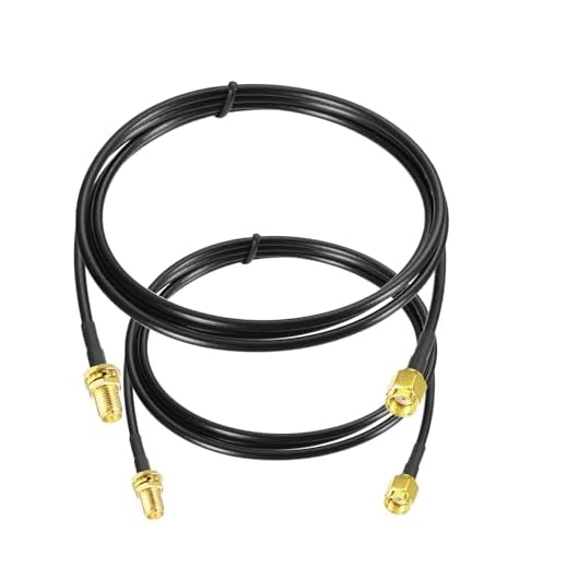 Eightwood RP-SMA Male to RP-SMA Female Bulkhead Extension Cable 2-Pack, Low Loss ALSR100 Coax Cable 3 feet for WiFi Antenna, Wireless Router, Network Card Adapter, Security IP Camera