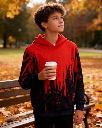 Image of Lovekider Boys Hoodies Sweatshirt Cool 3D Print Pullover with Big Pocket for Kids Fashion Warm Winter 6-16 Years