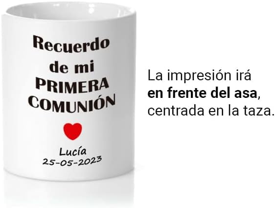 Adri. 25 Tazas personalizadas para comunión. Añade el nombre y la fecha. Regalo Original. Capacidad 350 ml (25 unidades, Diseño recuerdo de mi primera comunión)