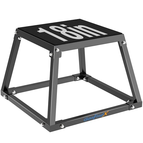 GanFindX Steel Plyometric Jump Box 18 Inch Heavy Duty Plyo Platform Non-Slip Workout Step Box for Home Gym Agility Strength & Conditioning Training