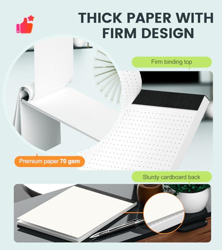 Bloco de papel pontilhado, 21 x 28 cm, pacote com 6, 13 x 12 cm, papel quadriculado de dupla face, f