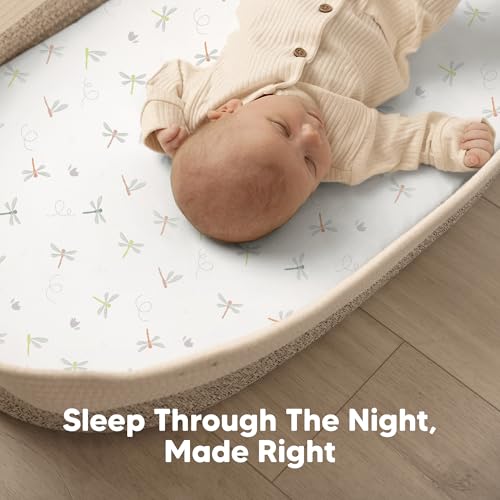 Image of 2-Pack Baby Bassinet Sheets Girl, Boy, 33x17 Bedside Sheets (Meadow) | Viscose Derived from Bamboo, Universal Fitted Bassinet Sheet, Compatible with Halo Bassinest Sleeper, Baby Delight, Graco