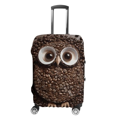 Coffee Bean Owl Printed Luggage Cover Protector, Fits 18-32 Inch