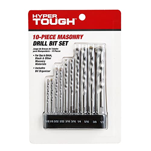 Hyper Tough 10-Piece Masonry Drill BIT Set for Concrete Brick Block Carbide TIP | Triangle Shank