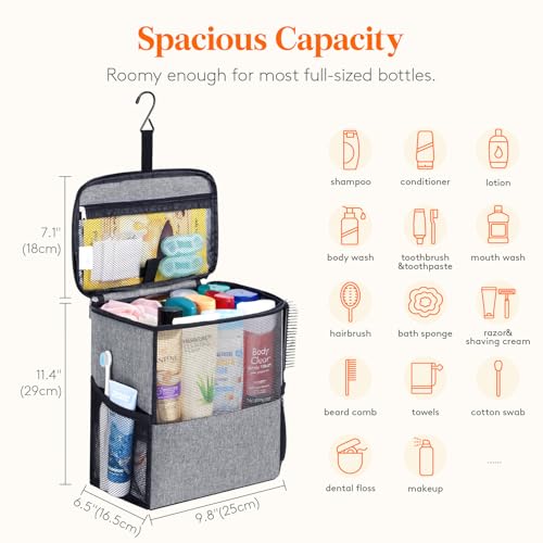 Lifewit Shower Bag Mesh Shower Caddy Portable College Dorm Room Essentials Tote Bag for Bathroom, Gym, Travel, Camping Quick Dry Hanging Shower Organizer Basket Toiletry Bag, Large, Grey by Lifewit - Used condition - Image 2