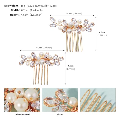 Set de 2 Peines para Novia con Perlas y Cristales miniatura 6