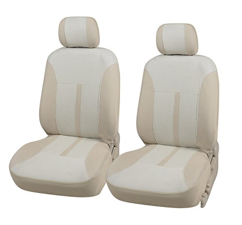 N16103 Tan-Fabric 2 Front Car Seat Covers For C-Max Edge Edge Fiesta (Se) Focus (St) Mustang Taurus Escape Fusion Transit Connect 2020 2019 2018-2007 (Tan) #TOP2