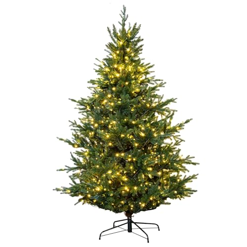 Christmas Tree World | 5ft Artificial Pre-lit Ultra Mountain Pine | Natural and Realistic Look with Bushy and Luxury Quality PVC Tips | Easy to Assemble and Take Down | 95cm Diameter
