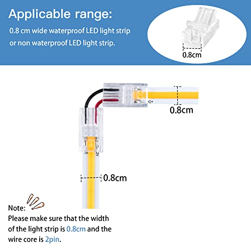 Hokimder 20 Pack 2 Pin Rgb Led Light Strip Connectors, 8Mm Waterproof Led Light Strip Track Lighting Connectors With 16.4Ft Led Wire Strip Lights (With Connector Pry And Screwdriver) #TOP4