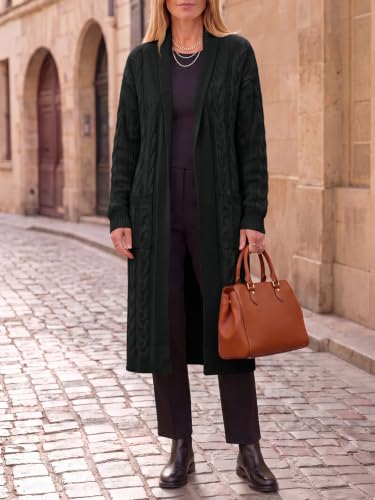 Image of Womens Long Sleeve Cardigan Sweaters Oversized Open Front Maxi Coat | Trendy Casual,Lapel,Knitted Coatigan,Soft Warm,Overcoat Pocket,2026 Fall Winter,Work Office,Going Out
