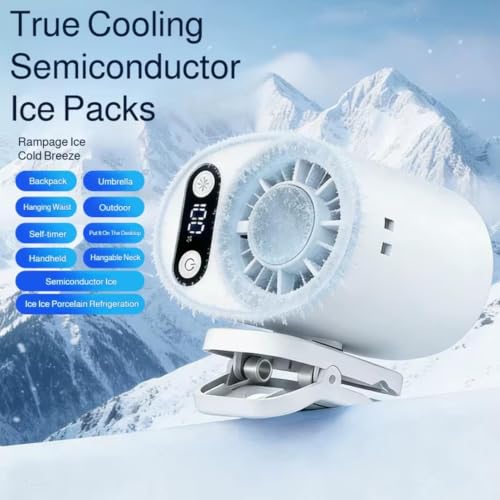 Ventilador portátil con clip recargable USB y pantalla digital portátil 7