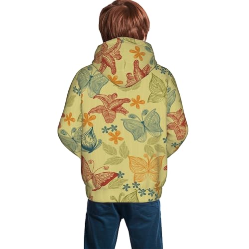Floral with Butterflies Kid Hoodies Boys Sweatshirts Girls Pullover with Pocket4