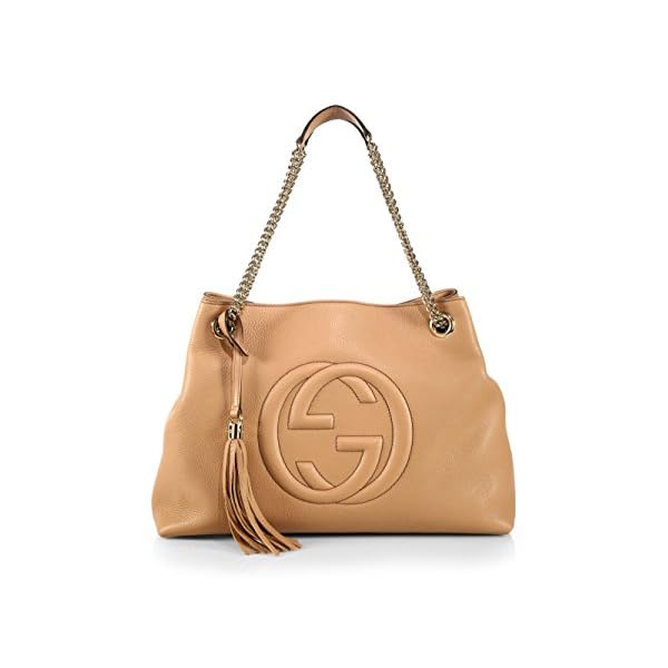 Gucci-Camelia-Camel-Pebbled-Leather-Soho-Shoulder-Hand-Bag-Tassel