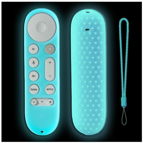 Taiyiluo Remote Cover Compatible with Google Chromecast 4K 2024 Protective Remote Case for Google TV Streamer 4K 2024 Voice Remote Glow Sky Blue