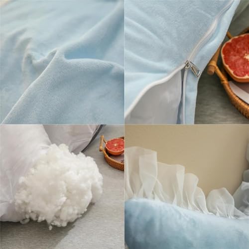 Image of Headboard Pillow PP Cotton Filler Large Bolster Pillows Backrest Support Sitting Up Reading Pillow in Bed Velvet Rest Upholstered Headboard Pads, (Light Blue, 39 inchx39 inch)