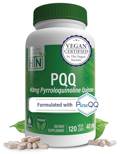 Health Thru Nutrition PQQ 40mg 120 Servings Pyrroloquinoline Quinone as PureQQ | Promotes Mitochondrial Biogenesis | Certified Vegan | Non-GMO Gluten Soy Free Capsules| Clean Label PQQ Supplement