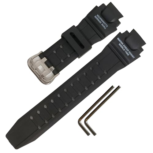 Casio G-Shock GA-1000 GA-1100 GW-A1000 GW-A1100 GW-A1100 GW-4000 G-1400 メンズ スポーツ防水ブラックブレスレット 樹脂製 交換用, One Size, 樹脂, アゲート