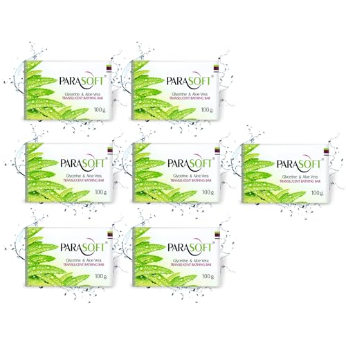 Image of Parasoft Moisturizing Bathing Bar - 100g with Aloe Vera, Glycerine & Vitamin E - For Dry, Sensitive & Normal Skin | Daily Nourishing Soap (Pack of 7)