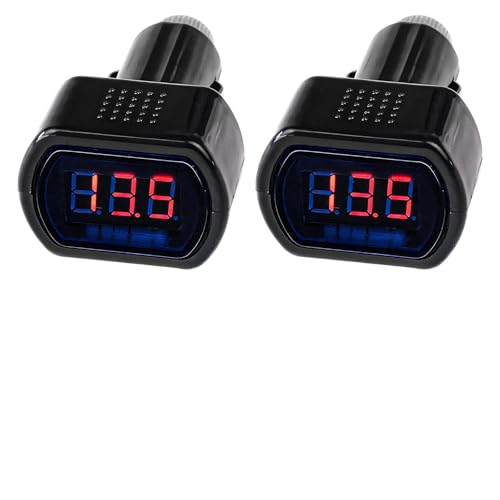 VCYOPN 2 PCS Car LED Cigarette Lighter Voltmeter, DC 12V 24V Digital Display Meter Electric Volt Gauge Monitor, Universal Battery Voltage Tester Gauge for Car Motorcycle Truck