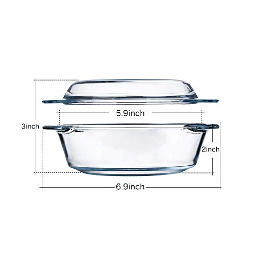 Clear Round Glass Casserole By Nutriups | Small Oven Safe Casserole Dish, 0.65 L #TOP2