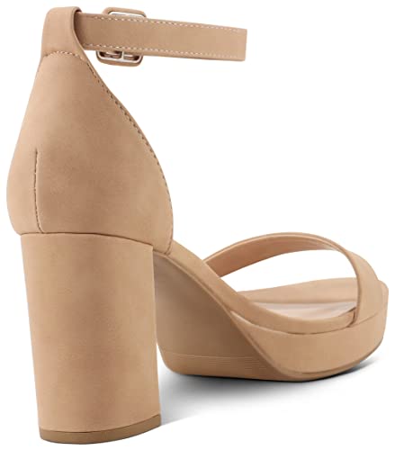 Marcorepublic Cincinnati Women's Medium Heel Open Toe Chunky Block Mid-Heel For Women Platform Sandals - (Dk Nude Nb) - 7.5 #TOP5