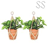 Artilady 2 Pack Beaded Plant Hanger Indoor - Macrame Hanging Planters for Plants Holder No Tassels with Wooden Beads Boho Farmhouse Rustic Home Decor