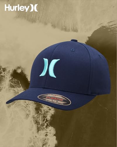 Image of Hurley Mens Textured Fitted Baseball Cap, Moisture Wicking, Curved Brim