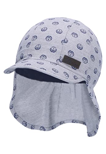 Sterntaler Schirmmütze Zum Binden Mit Nackenschutz Streifen Cappello Da Sole, Mittelblau, 45 Bambino