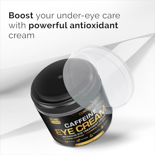 PURE RESEARCH Caffeine Eye Cream For Anti Aging, Dark Circles, Bags, Puffiness. Great Under Eye Skin + Face Tightening, Eye Lift Treatment For Men & Women 1.7oz