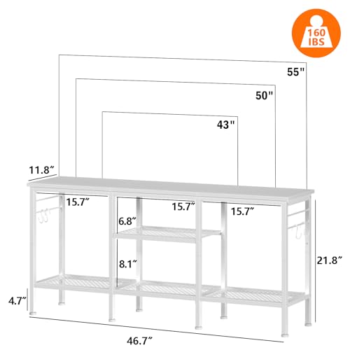 Image of Furologee TV Stand for TVs up to 55 Inch, Entertainment Center with Open Storage Shelves, Media Console Table with Soundbar Shelf for Living Room, Bedroom, White