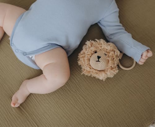 Image of Dreamology Standard Crib Sheets,Muslin Crib Sheets,100% Cotton Crib Sheet | 2 Pack Crib sheets,for Boys,Girls, Muslin Crib Sheet for Standard Crib, 52x28 Crib Mattress Sheets | Olive and Ecru